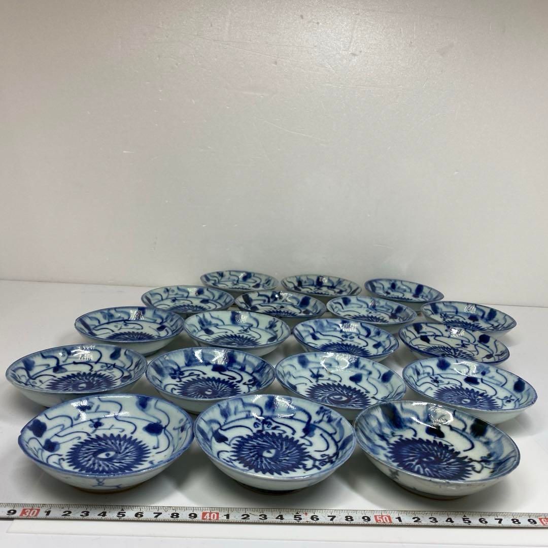 中国美術 新渡染付小皿18枚 東さ6-0829①