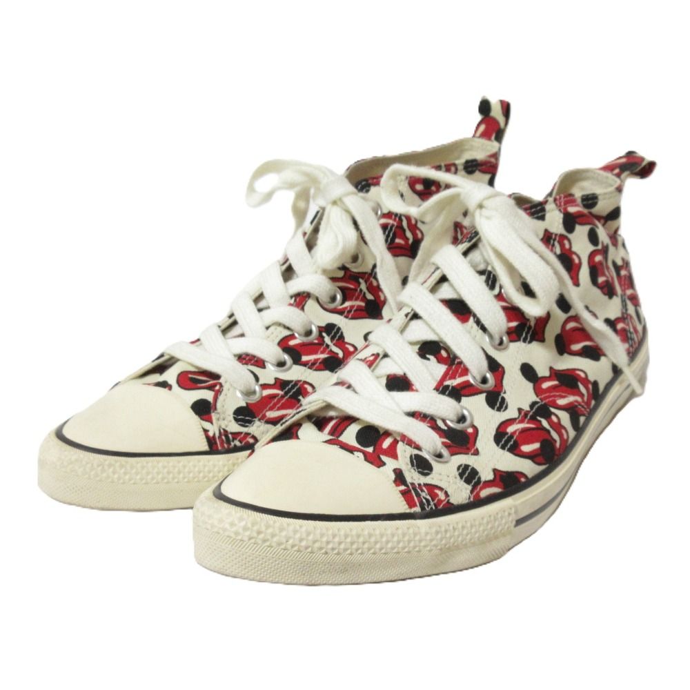 美品 COMME des GARCONS HOMME PLUS コムデギャルソンオムプリュス ローリングストーンズ キャンバススニーカー 26cm レッド系 メンズ 古着 中古 USED