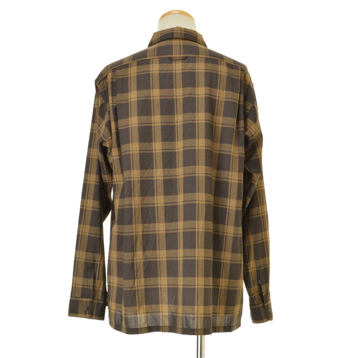 L【山と道】Merino Shirt メリノシャツ ブラウンチェック長袖シャツ 