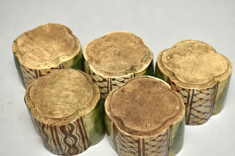 蔵A5433 古美術 古織部 蓋付向付 五客 江戸時代 当時箱 USTAUSTRALIA_COM_AU