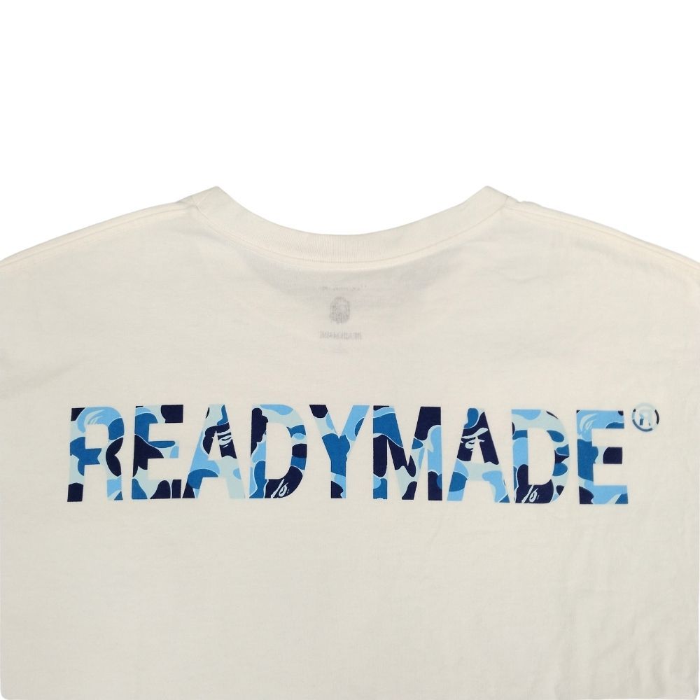 A BATHING APE アベイシングエイプ × READY MADE レディメイド 半袖Ｔシャツ 白/ブルーカモ サイズL 正規品 / 34872