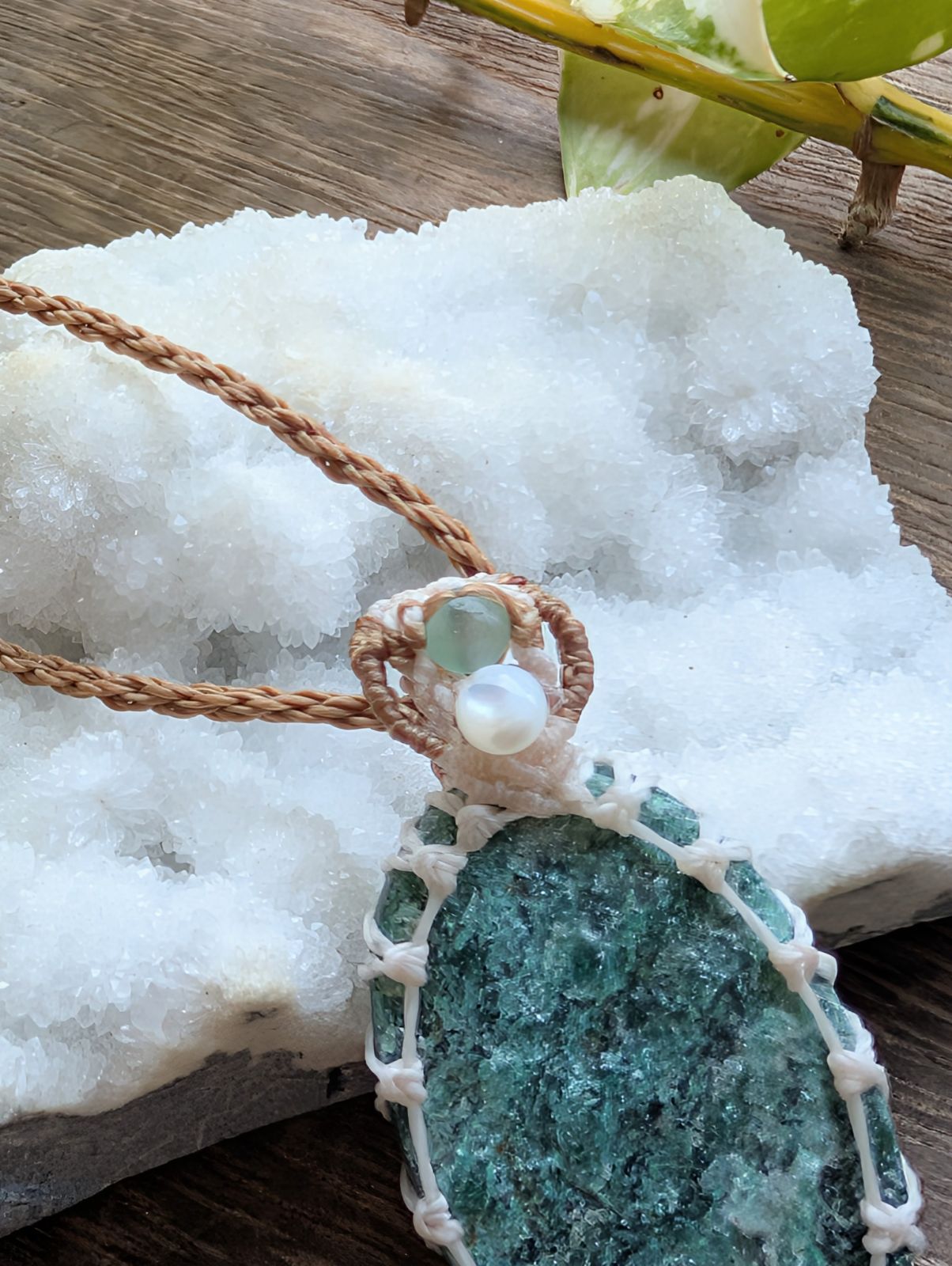 お買い得品 ☆グリーンアベンチュリンDruzy・アベンチュリン☆マクラメ