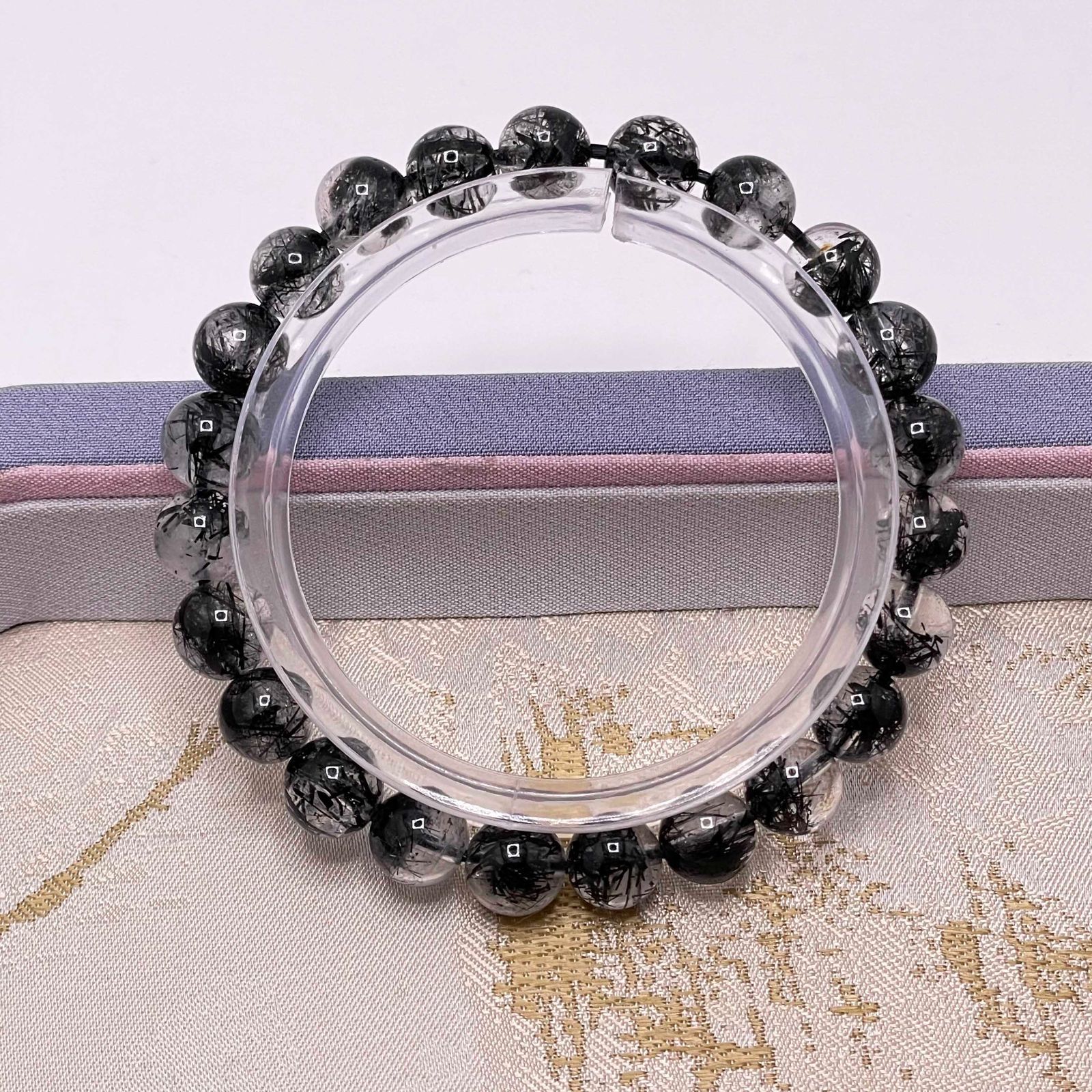 EU製 ブラックルチルクォーツ 黒針水晶 ブレスレット パワーストーン 金運 天然石 原石 プレゼント 7.7-8.2mm ZB8072