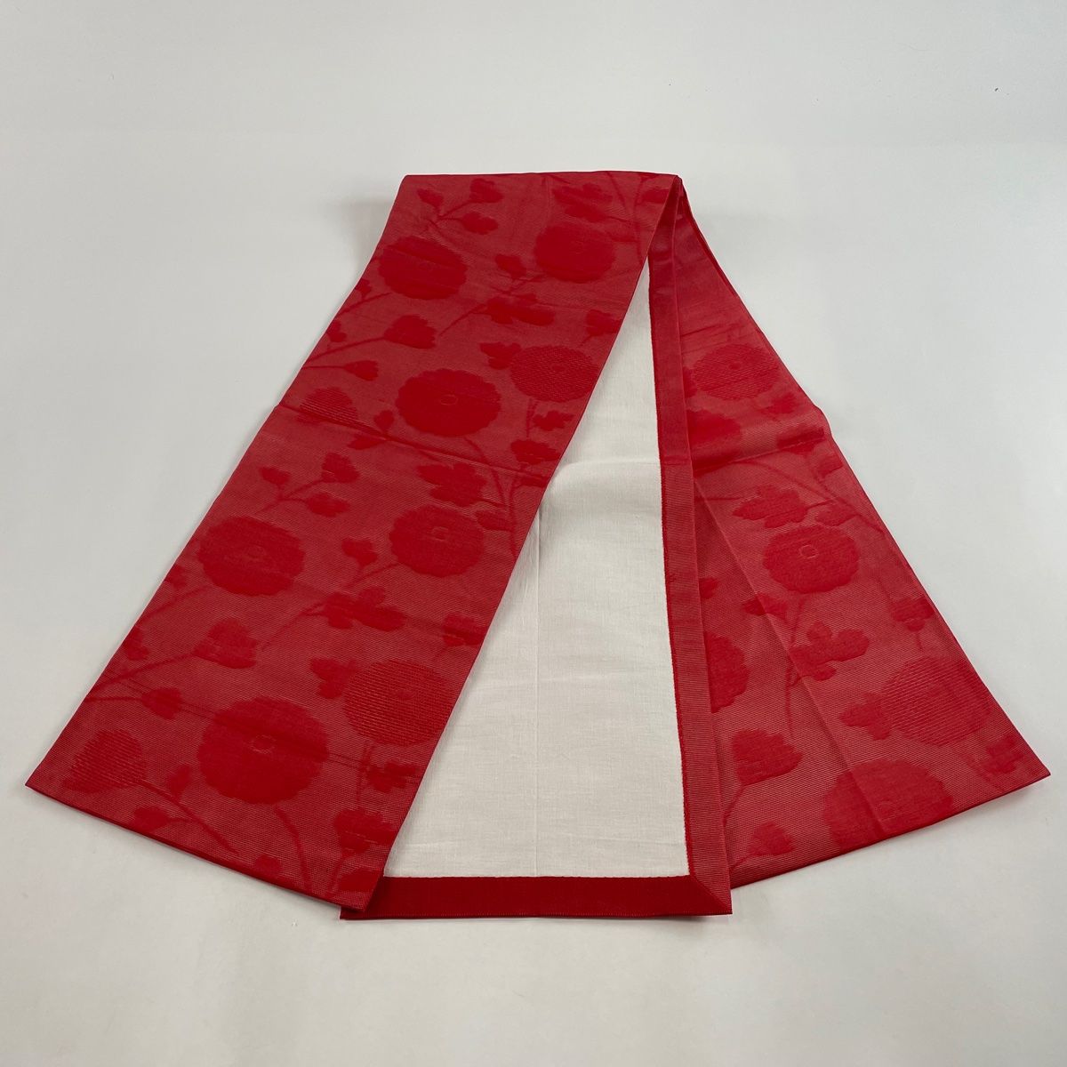 開き名古屋帯 優品 夏帯 絽 菊 赤 正絹 【中古】 - メルカリ
