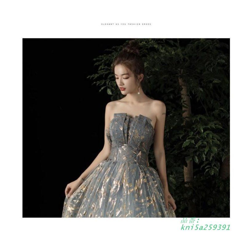 ベアトップドドレス パーディードレス ロングドレス 結婚式 二次会 舞台用 大きいサイズ ウエディングドレス 披露宴 ピアノ 演奏会 イベント 発表会 kni5a259391