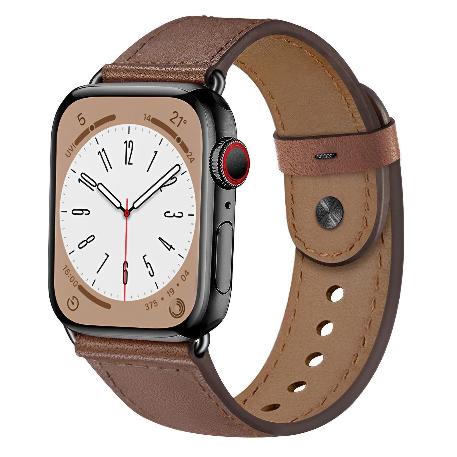 FEEKI コンパチブル Apple Watch バンド 49mm 45mm 44mm 42mm 41mm 40mm 38mm 本革 コンパチブル アップルウォッチ バンド ビジネススタイル 男女兼用 コンパチブル Apple Watch ベルト