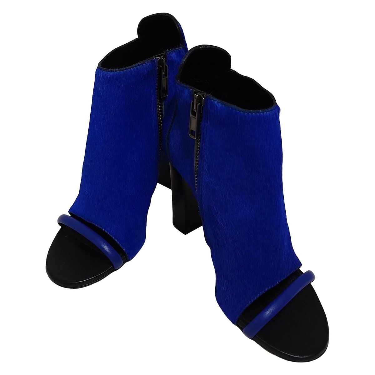 McQ ALEXANDER McQUEEN マックキュー アレキサンダーマックイーン ショートブーツ 35 レディース - ブルー×黒 オープントゥ