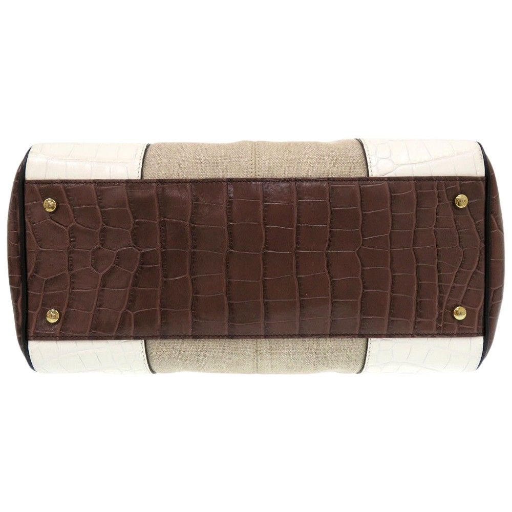 【美品】TOD'S トッズ ハンドバッグ クロコ型押しレザー キャンバス 美品 トッズ クロコ 型押しレザー キャンバス ショルダーバッグ 2way