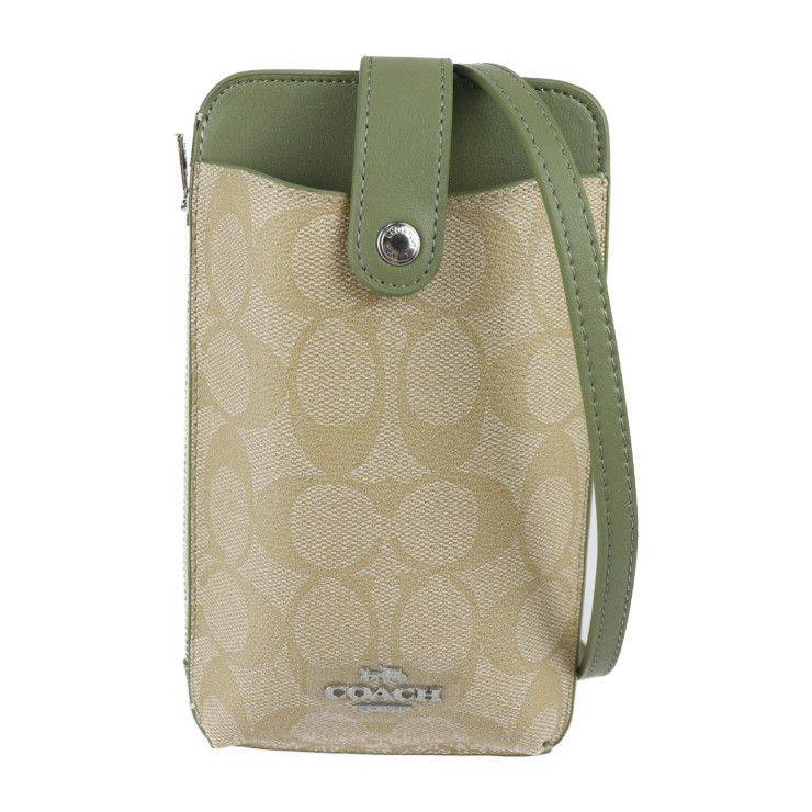 COACH コーチ ショルダーバッグ C7397 PVC レザー カーキベージュ系  