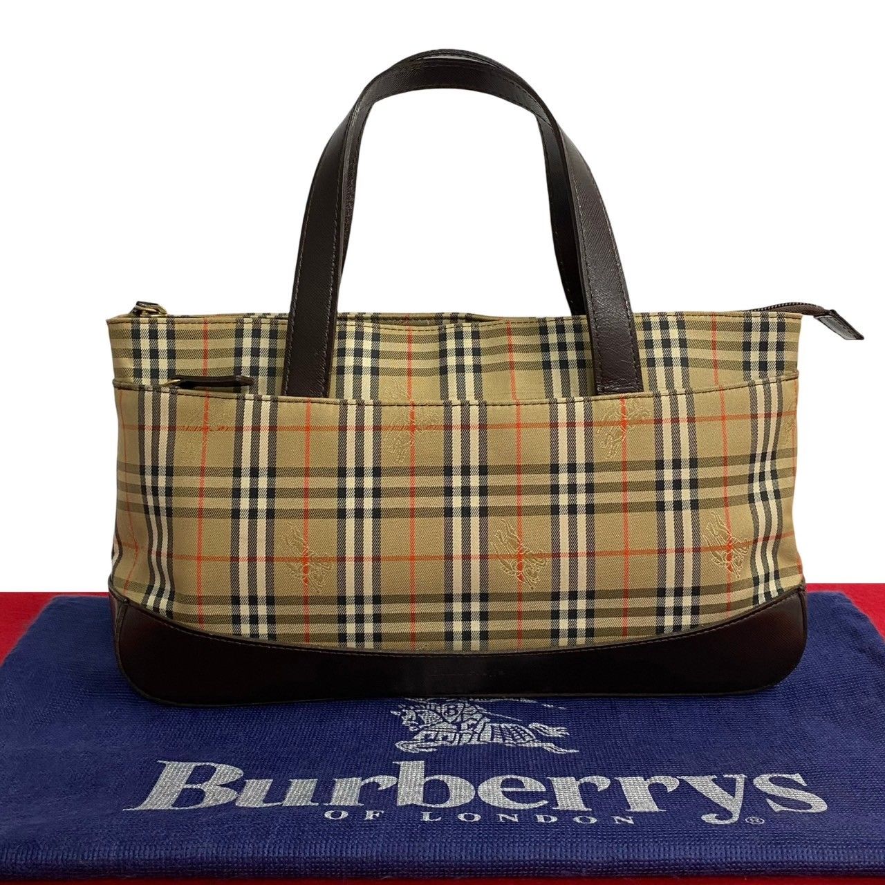 ほぼ未使用 Burberrys バーバリーズ ノバチェック ロゴ レザー 本革 キャンバス ハンドバッグ ミニ トートバッグ ブラウン 30072 -  メルカリ