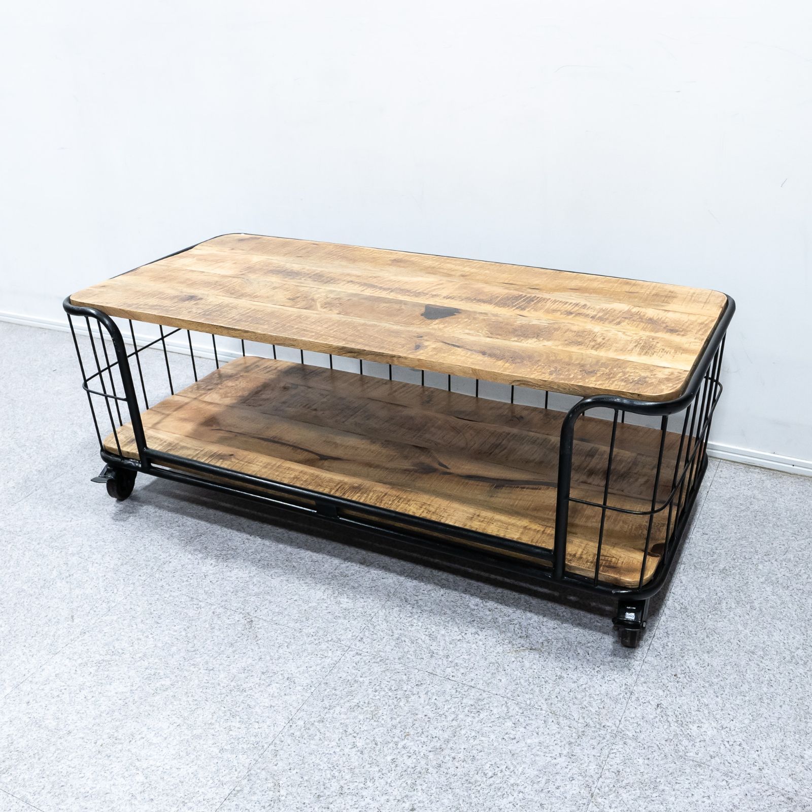 【展示品】Knot antiques ノットアンティークス MALAN TABLE RACK 1200 マランテーブルラック キャスター付 ブラック インダストリアル 定価8万【4】