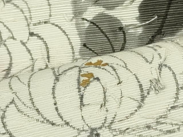 平和屋着物●六通柄袋帯　作家物　髭紬　手描き　枝菊　金彩　正絹　逸品　DAAT0336ob 平和屋着物○六通柄袋帯 作家物 髭紬 手描き 枝菊 金彩