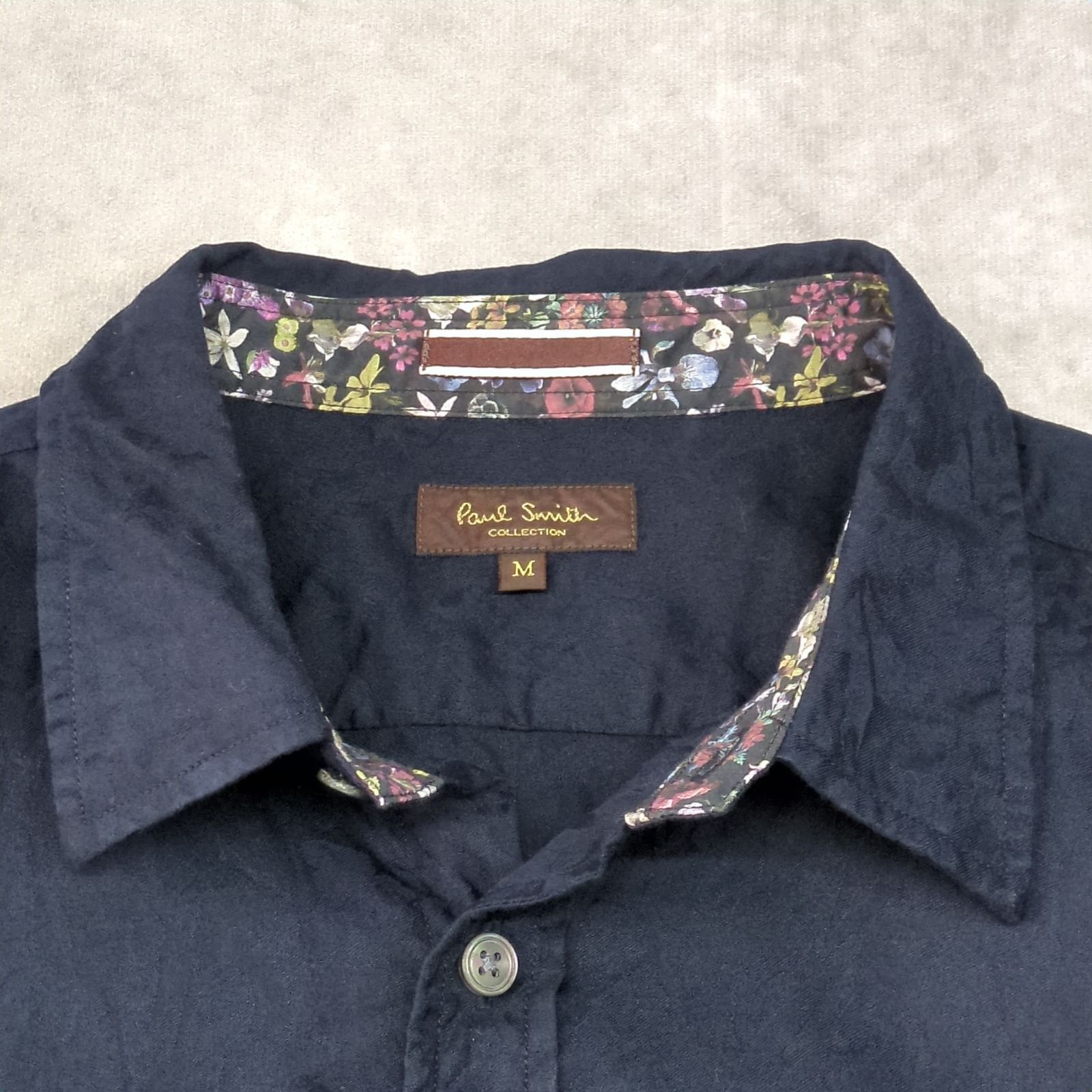 Paul Smith Collection Mサイズ 花柄 半袖シャツ ネイビー ポール 