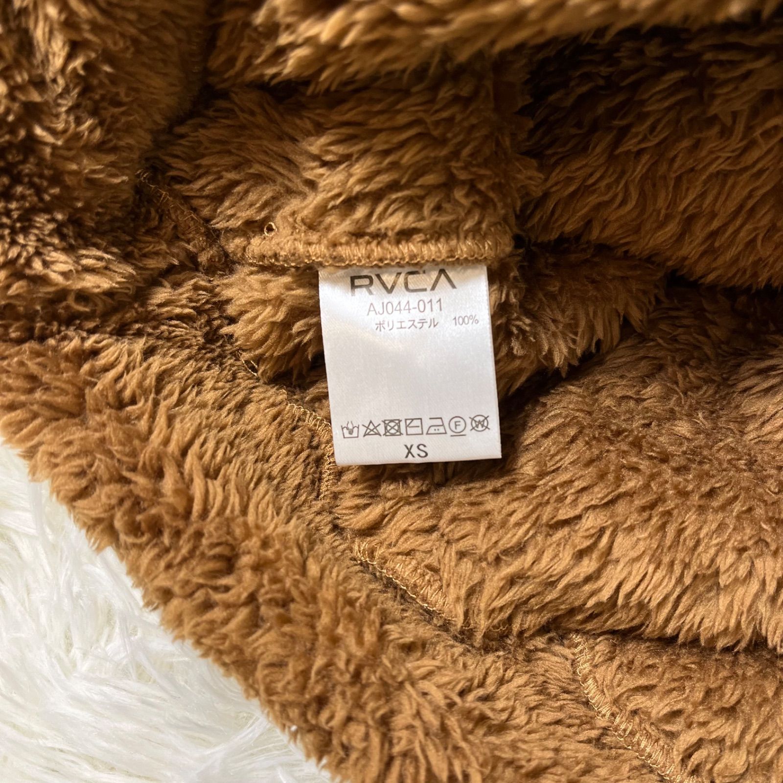 RVCA ルーカ ボアパーカー 刺繍ロゴ モコモコ ブラウン 大きめ(Mサイズ 