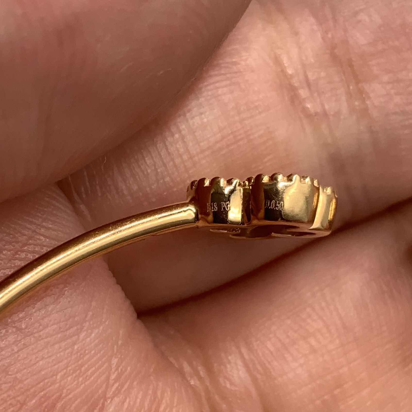 K18PG ピンクゴールド バングル 5g ダイヤモンドバングル 0.5ct