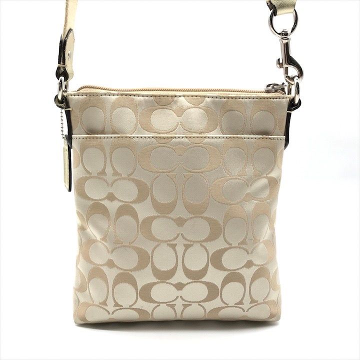 良品 COACH コーチ シグネチャー ショルダー バッグ フラワー 花 斜め