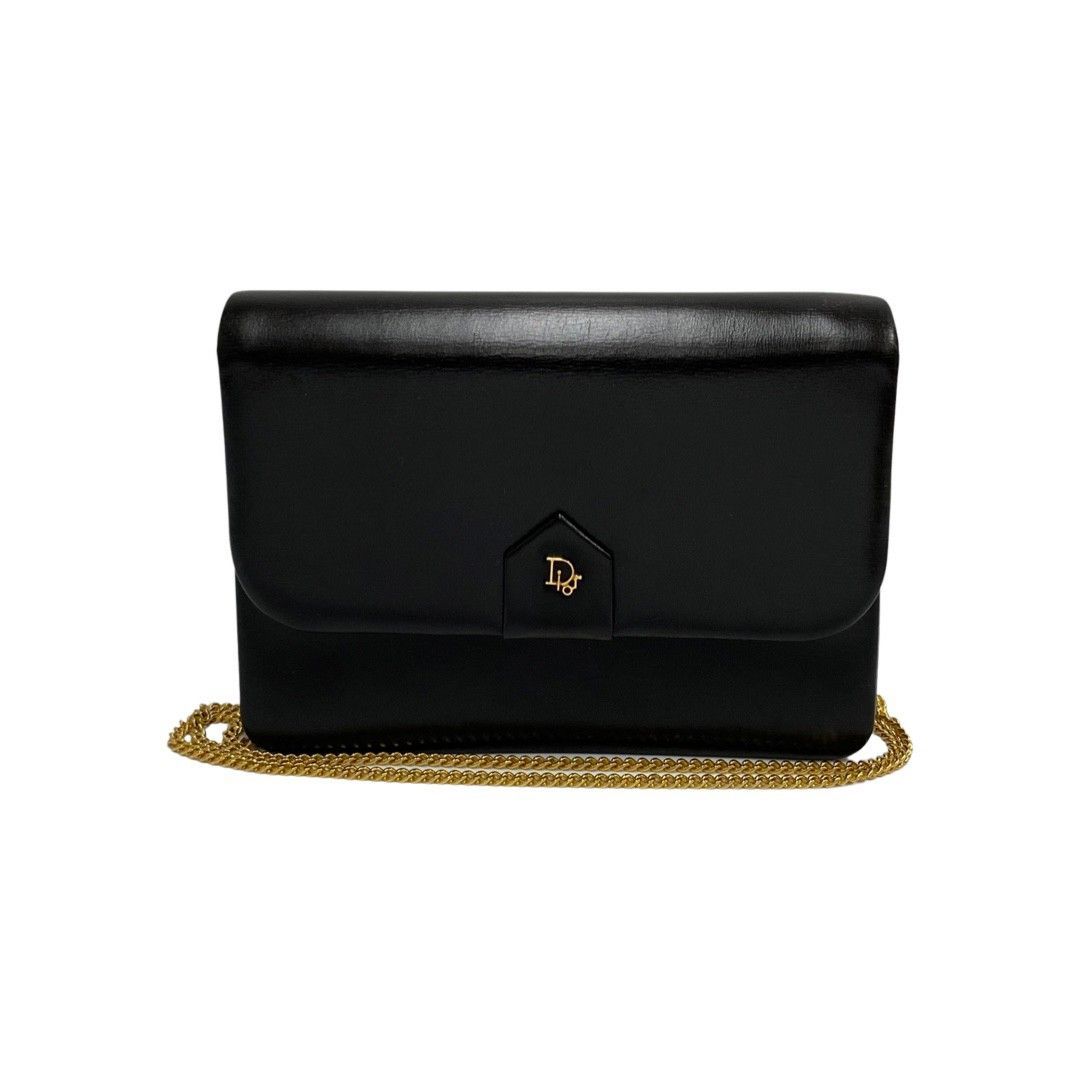 極 美品 Christian Dior ディオール ロゴ 金具 レザー 本革 チェーン 