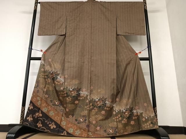 平和屋着物○本場染大島紬 訪問着 舞花文 橘 暈し染め 金彩 ますいわ屋  