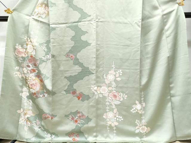 平和屋着物□訪問着 刺繍 竹草花文 金彩 正絹 逸品 AAAU2364mf