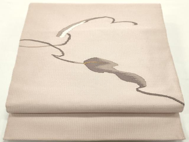 平和屋着物●八寸名古屋帯　すくい織　蔦の葉文　珊瑚色　正絹　逸品　DAAY0061ob 平和屋着物○八寸名古屋帯 すくい織 蔦の葉文 珊瑚色 正絹 逸品