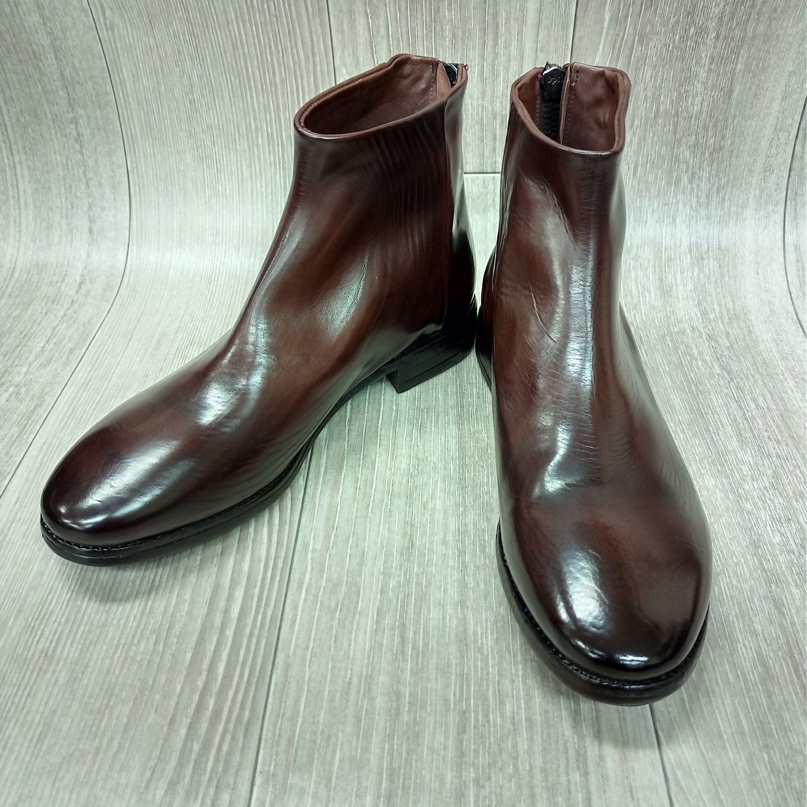 PAKROS◆バックジップブーツ◆サイズ41(25.5cm)◆ダークブラウン◆紳士革靴イタリア製