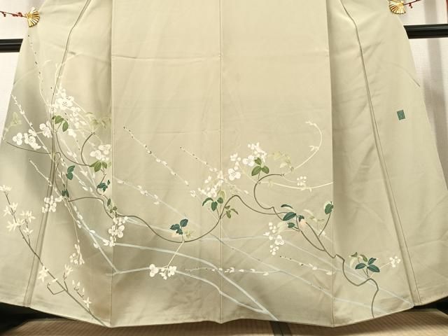 平和屋着物○京加賀糸目友禅作家 山崎巌 訪問着 枝花文 暈し染め 正絹