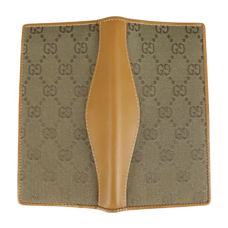 GUCCI グッチ 二つ折り財布 030.2778.1299.0 GGキャンバス レザー カーキ系 キャメル GG柄 札入れ 薄型 長財布  ヴィンテージ 【本物保証】