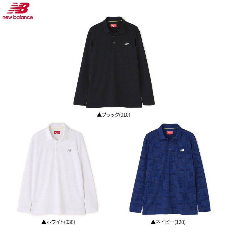 ニューバランス 5269002 ロゴ グレンチェック柄 ストレッチ 長袖 カラー ポロシャツ