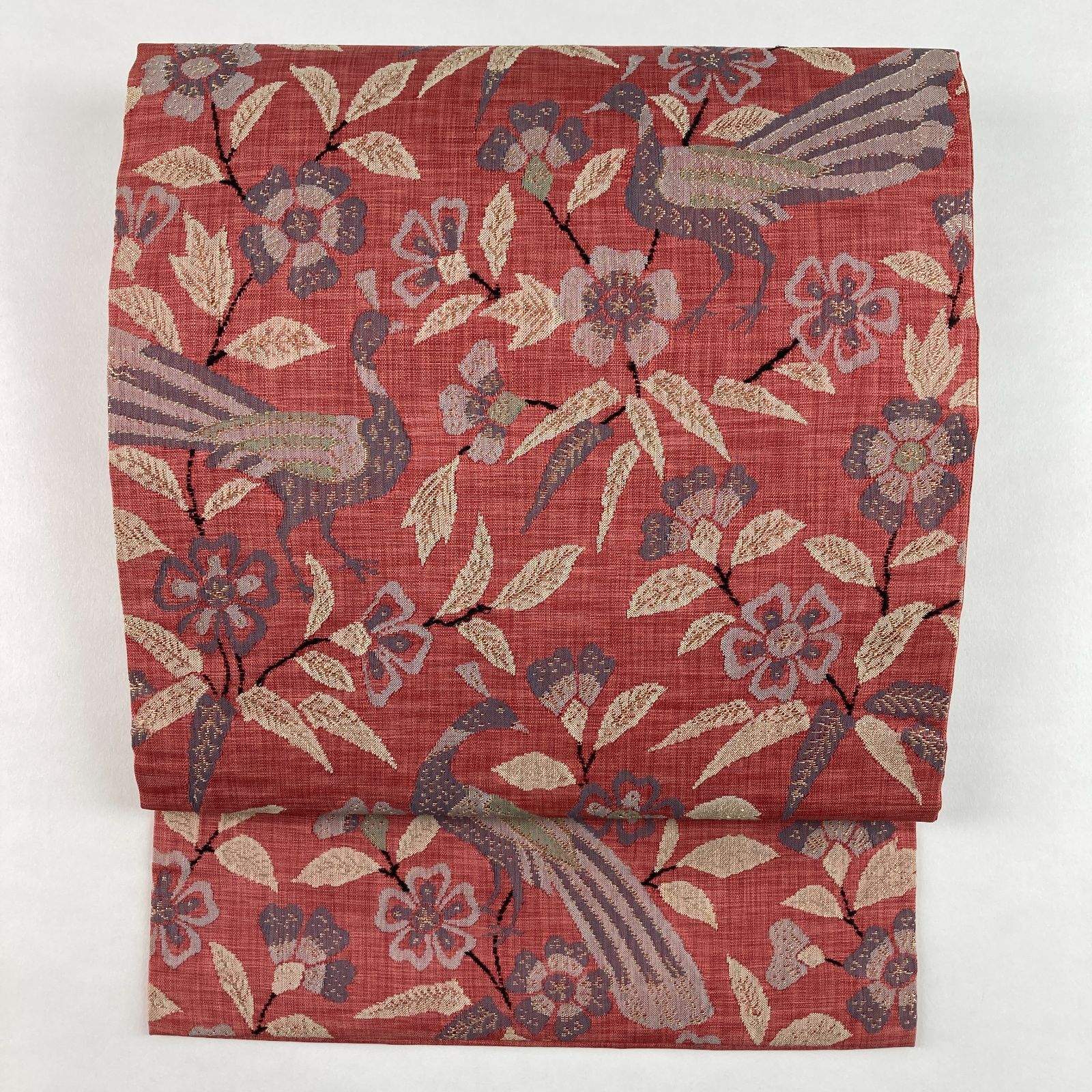 平和屋着物○九寸名古屋帯 刺繍 椿 正絹 逸品 CABA0889hy 平和屋着物