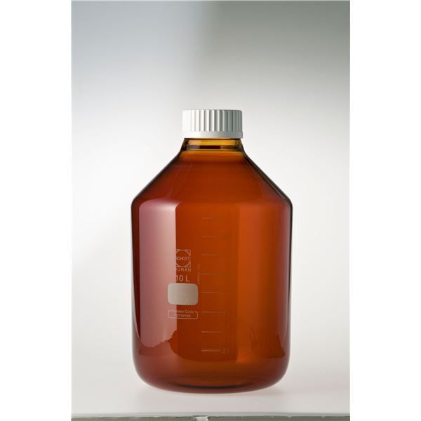 ねじ口びん 広口 茶褐色 白キャップ付 10L 017250-310000