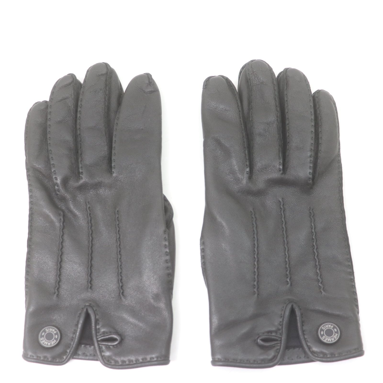 IT0VDEDZNRKO HERMES エルメス セリエ ブラック レザー 革 手袋 グローブ ブラック 外箱