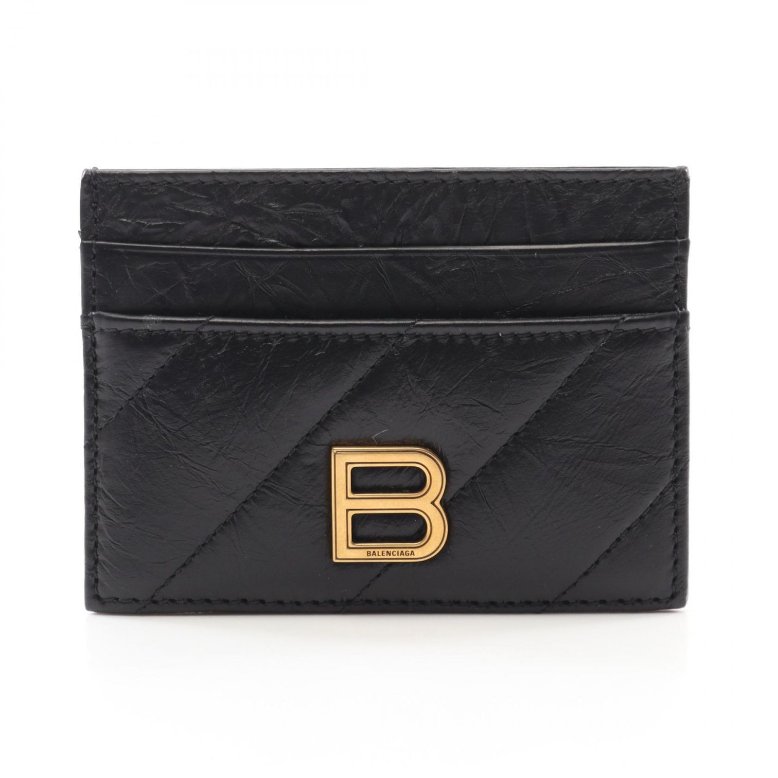 バレンシアガ BALENCIAGA カードケース CRUSH クラッシュ 766467210J111000 ブラック レザー クラッシュカードホルダー レディース