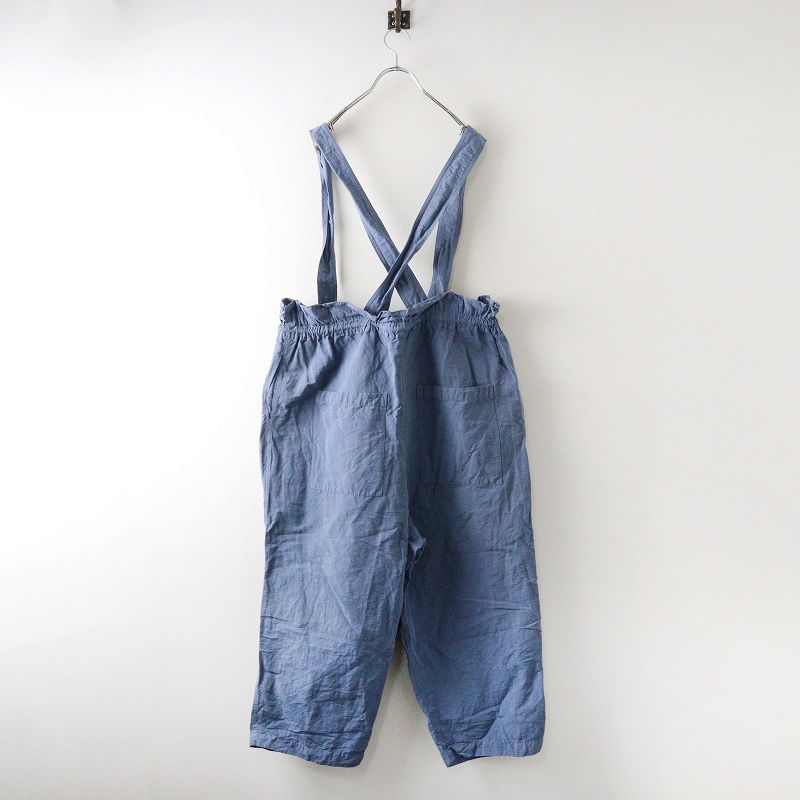 定価2.6万 2025 SS ネストローブ nest Robe コットンリネンタイプライター 2 wayサロペット パンツ F ブルー┃綿麻