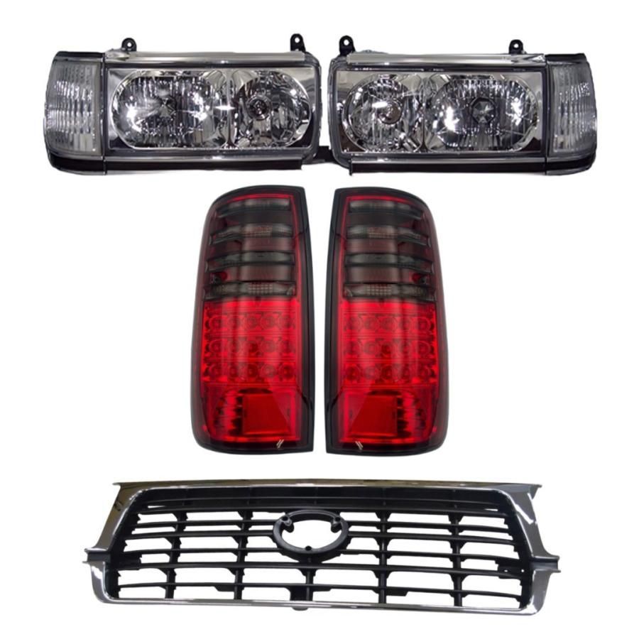 TOYOTA ランクル ランドクルーザー 80系 ヘッドランプ コーナーライト テールランプ 後期グリル 4点 212-1173PXRDEA4 TY819-J0DE2 B10-TY07175GA