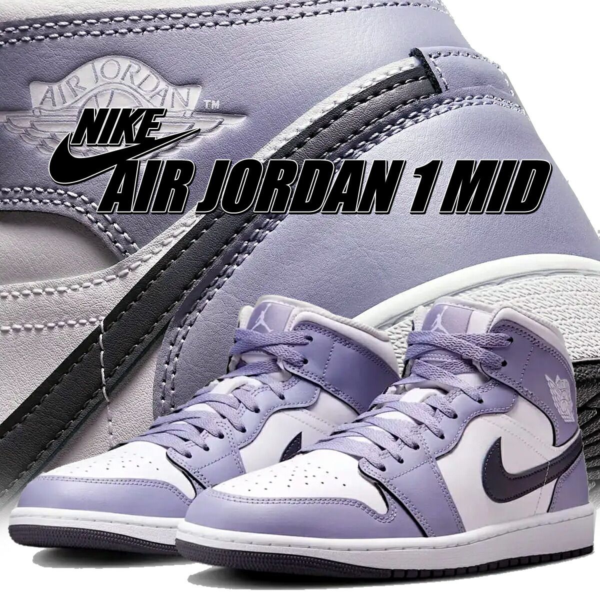 ナイキ エアジョーダン 1 ミッド ホワイト ダークブルーグレー NIKE AIR JORDAN 1 MID wht|dark blue grey dq8426-145