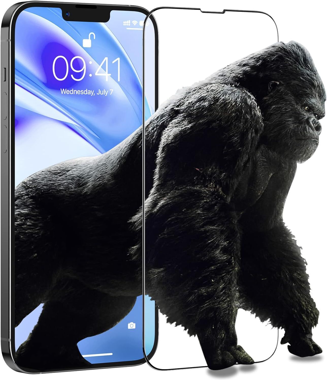 【ゴリラガラス・2022アップグレード】memumi iPhone 14対応強化ガラスフィルム「硬度9H/圧倒的な耐衝撃性/ガイド枠付き/防指紋/気泡ゼロ/高感度タッチ」