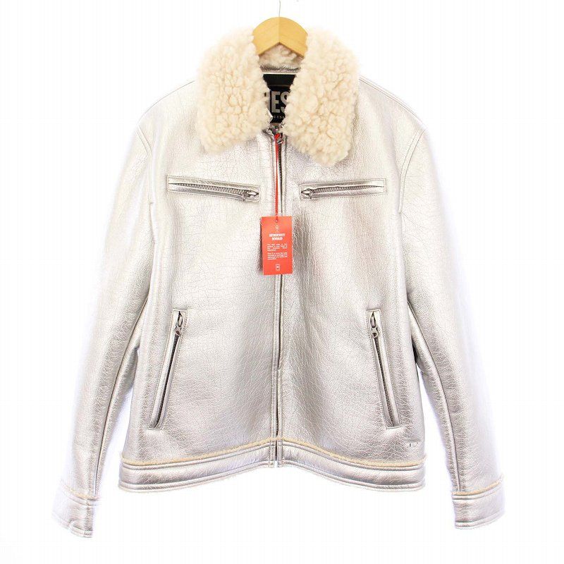 ディーゼル DIESEL W-HARUN フェイクムートンジャケット アウター L シルバー A06144 OLEAX /KH