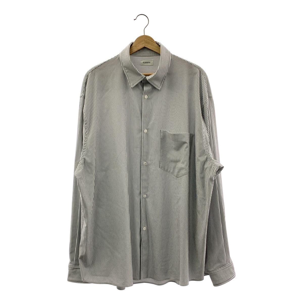 CLESSTE | クレスト | コットン ストライプ オーバーシルエット シャツ | 3XL | ホワイト|グレー | メンズ