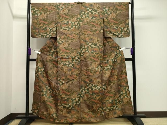 平和屋着物●小紋　蔦の葉文　洗える着物　未使用　CAAU2255yc 平和屋着物○小紋 蔦の葉文 洗える着物 未使用 CAAU2255yc