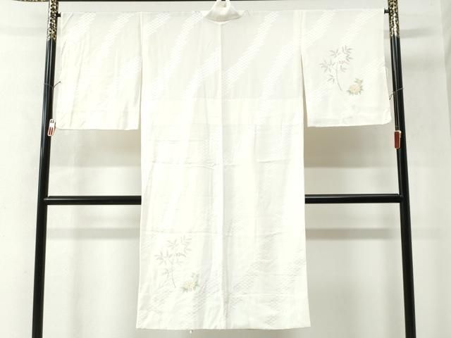 平和屋着物○長襦袢 袷 手描き 雀 南天花文 暈し染め 正絹 逸品