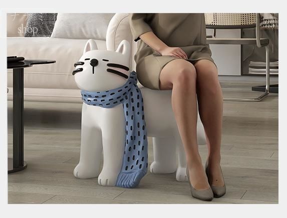 クリームスタイルの大きな猫のサイドテーブルフロアオーナメントホームアクセサリーポーチ装飾靴ベンチテレビキャビネットの隣の新築祝い