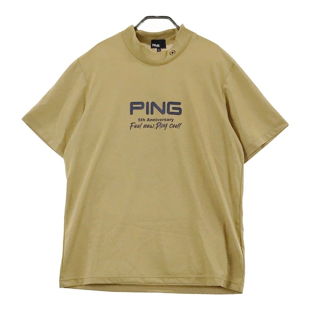 サイズ：LL PING ピン 2025年モデル ハイネック 半袖Tシャツ  ブラウン系 [240101428217] ゴルフウェア メンズ ストスト サイズ：LL PING ピン 2025年モデル ハイネック 半袖Tシャツ