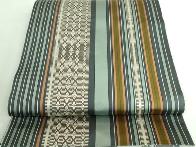 平和屋本店□極上 博多織人 黒木織物 本場筑前博多帯 両面 全通柄袋帯