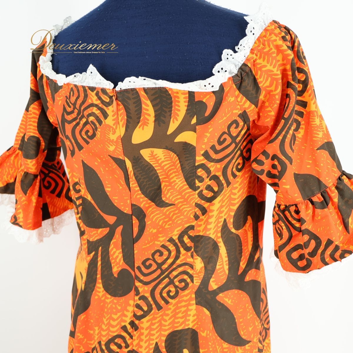 フラダンス 衣装 ワンピース ドレス オレンジ系 フラ ダンス メネフネ