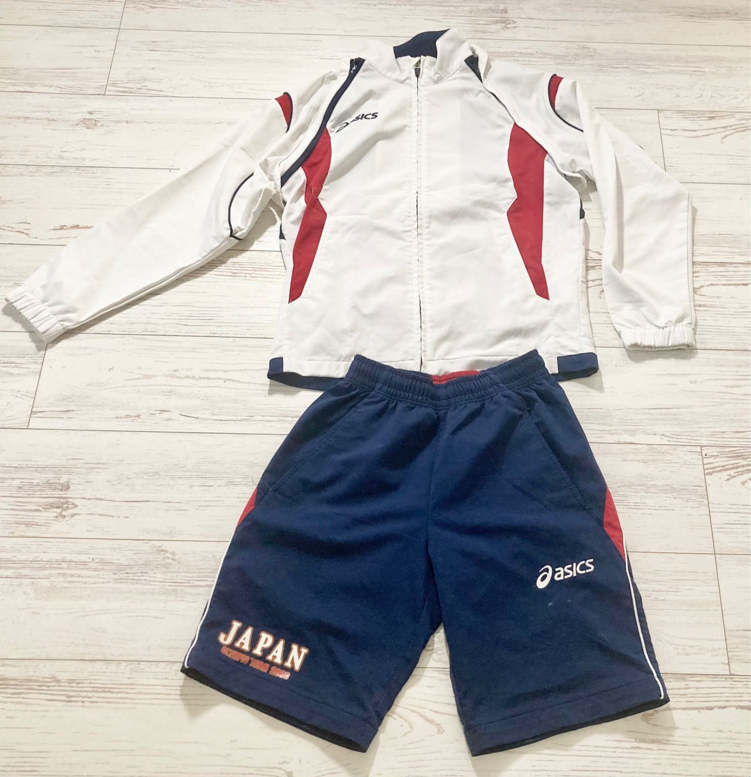 asics オリンピックチーム2008 ウィンドブレーカー　アシックス　北京五輪 アシックス オリンピック ウインドブレーカー ハーフパンツ セット