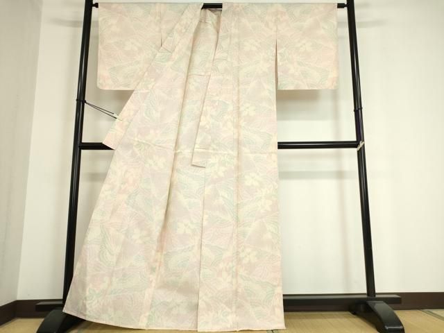 平和屋着物▽上質な紬　単衣　花切嵌め文様　正絹　逸品　DAAT9899az 平和屋着物▽上質な紬 単衣 花切嵌め文様 正絹 逸品 DAAT9899az