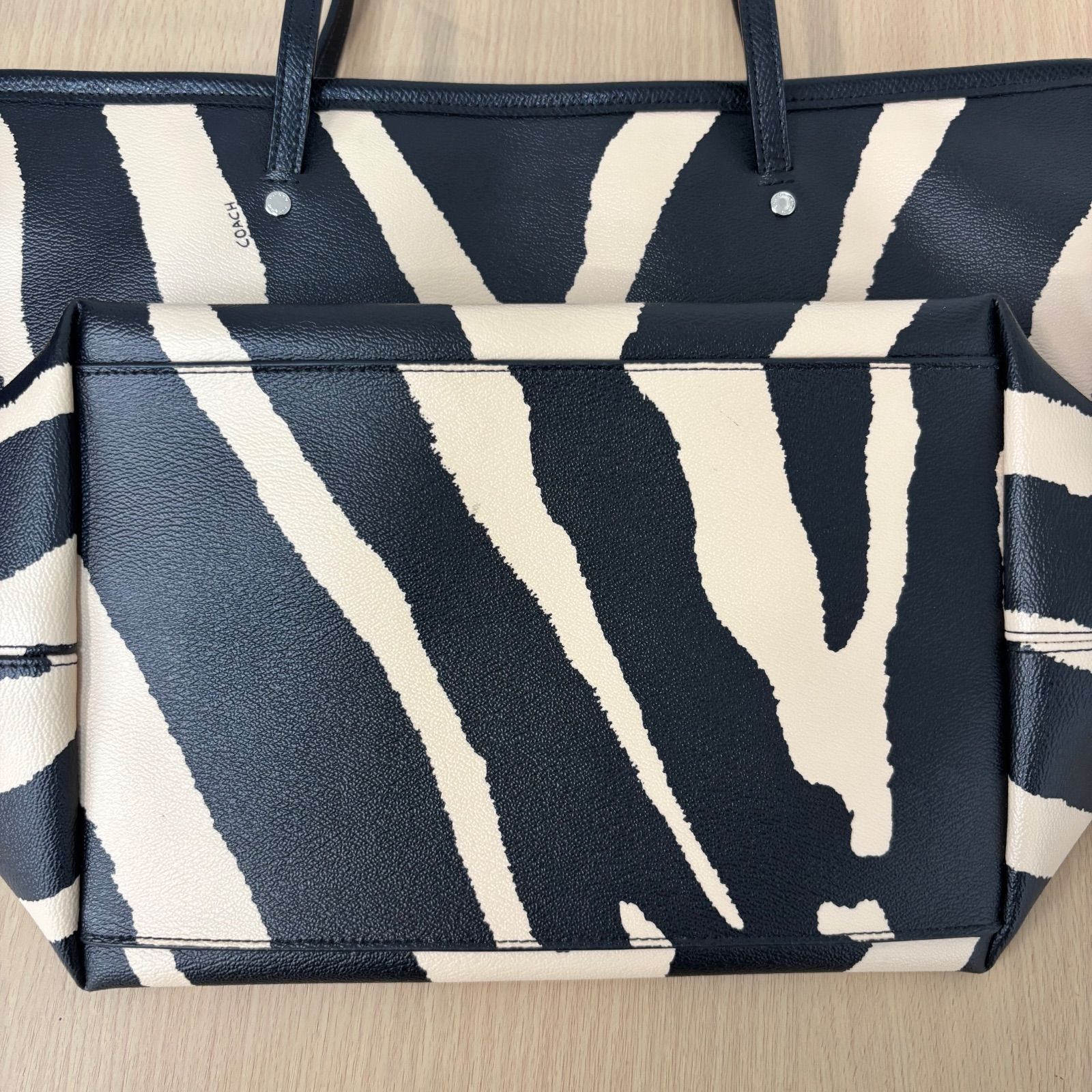 COACH トートバッグ ☆【未使用保管品】COACH コーチ トートバッグ 34654 ゼブラ柄
