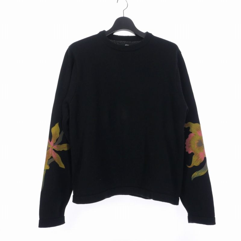 【後払い手数料無料】 袖花柄 STUSSY ステューシー ニット メルカリ - 黒 トップス