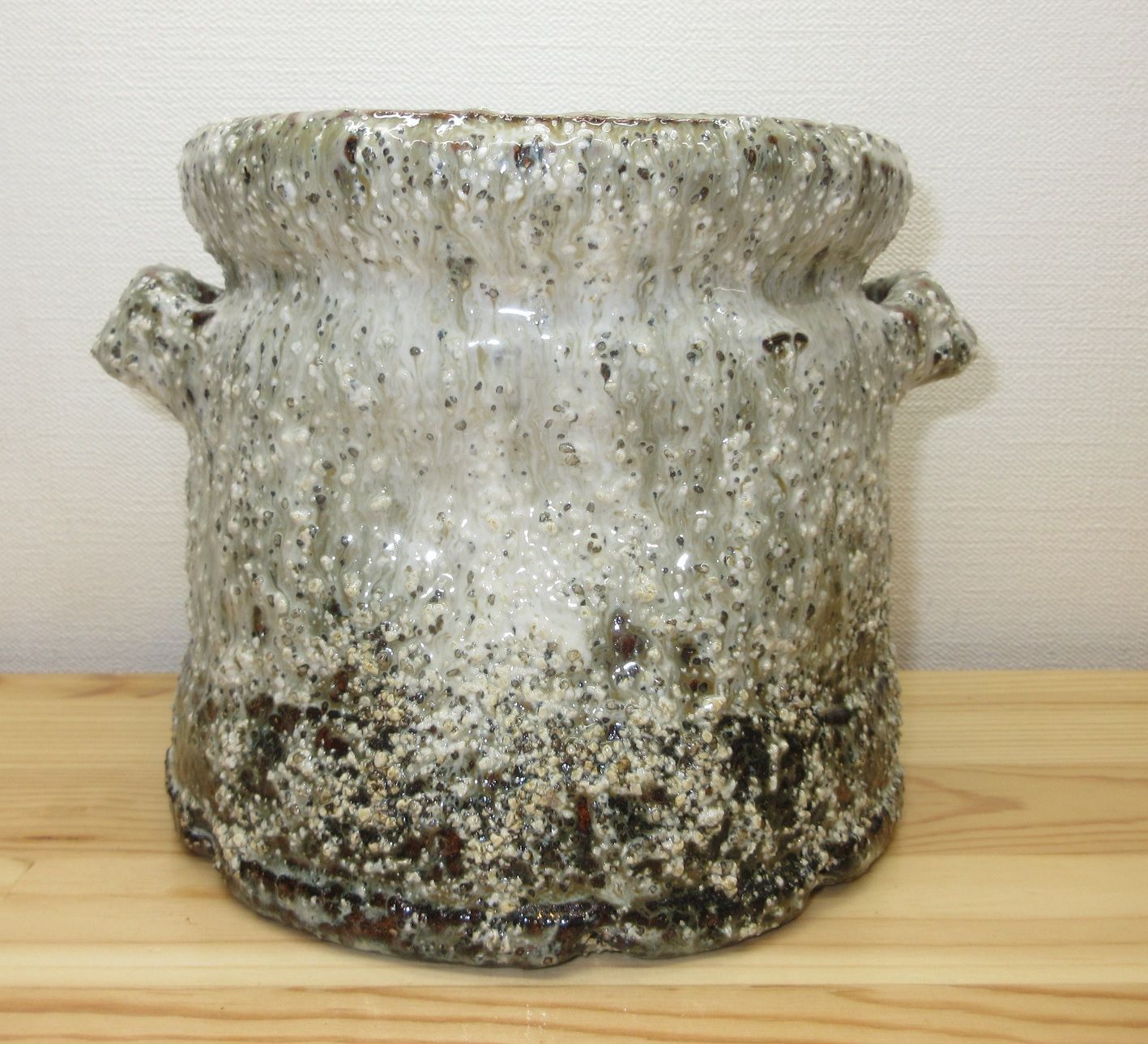 逢絢亭 茶道具 水指 瀬戸焼 萩釉 曜変水指 耳付 味下隆司 共箱入り