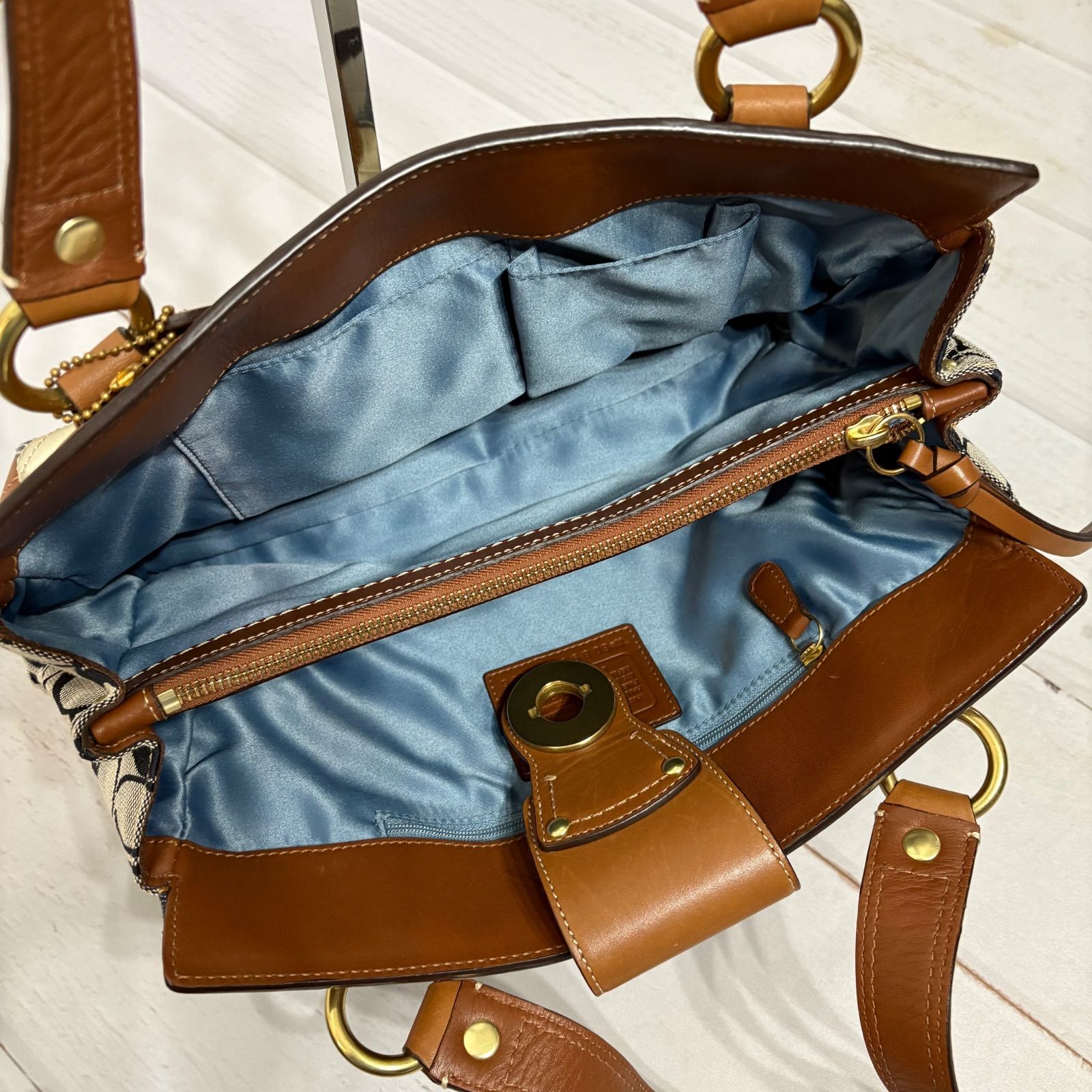 レディース COACH turn lock patchwork denim tote bag COACH コーチ 